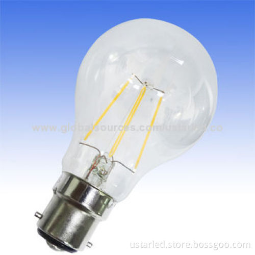 Sapphire 6W filament B22 LED bulbs, equal 80W/glass/dual COB/360°/AC 110V/230V/3yrs warranty